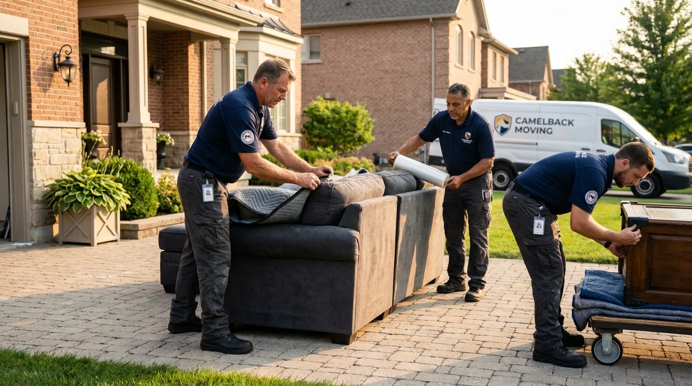 Large estate moving crew wrapping furniture in Federalsburg, MD