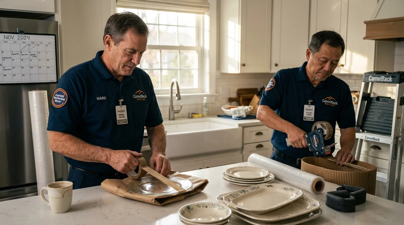 Professional crew packing kitchen dishware in Federalsburg, MD